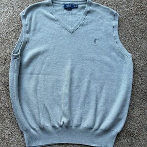 Polo Ralph Lauren Men's Gray V-Neck Sweater Vest 100% Pima Cotton 2XLT